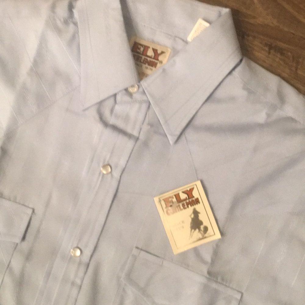 Ely Cattleman Light Blue Western Snap-Front Shirt - Picture 6 of 7